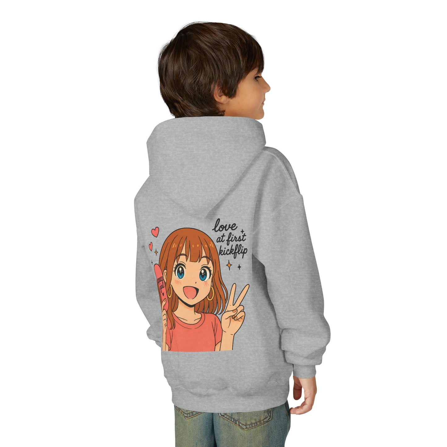 Youth Hoodie — Anime Girl "Love at Kickflip" Graphic