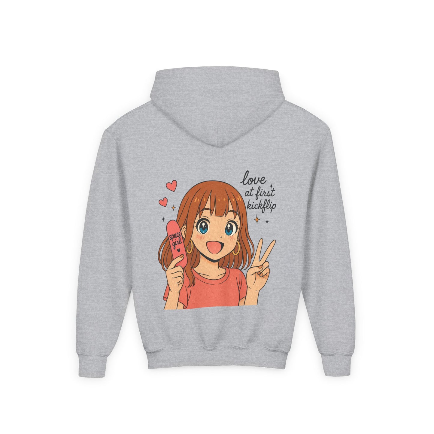 Youth Hoodie — Anime Girl "Love at Kickflip" Graphic