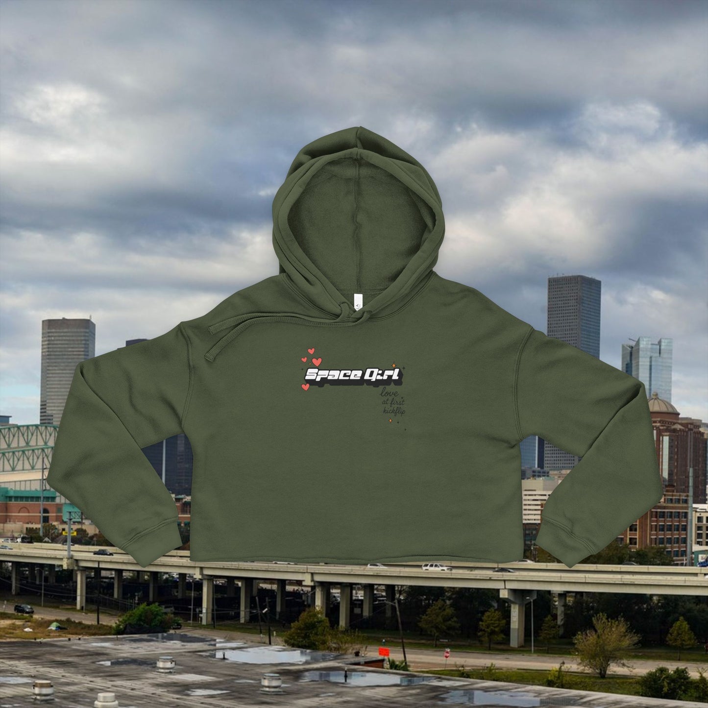 Crop Top Hoodie — OG Logo w/ Hearts