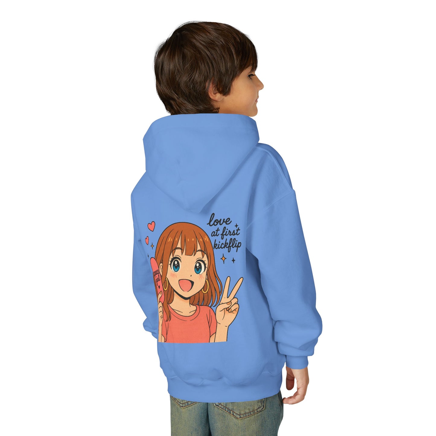 Youth Hoodie — Anime Girl "Love at Kickflip" Graphic